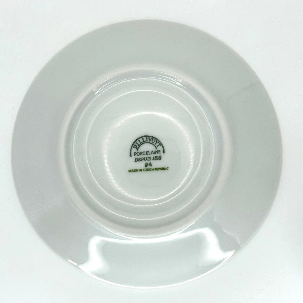 Pillivuyt Vintage Porcelain Tea Cup and Saucer Set Culinaire White Coffee
